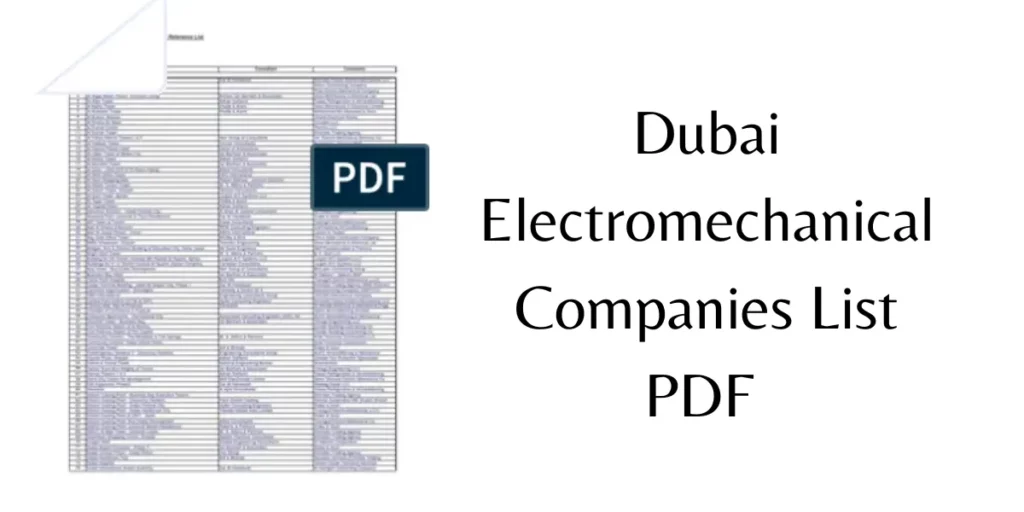 Dubai Electromechanical Companies List PDF